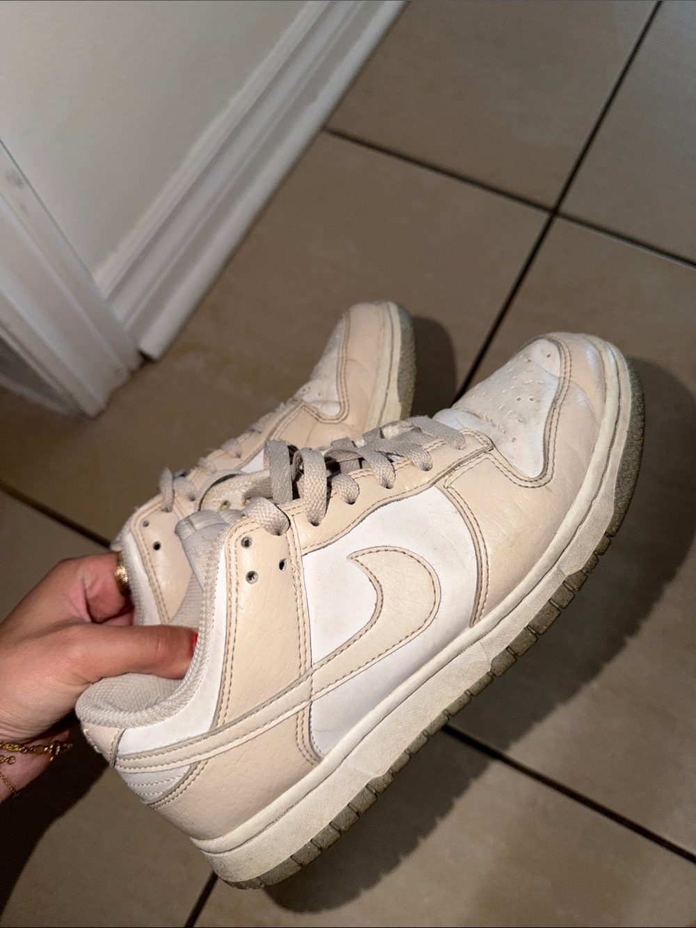 Nike Low-Top Sneakers in Cream and White
